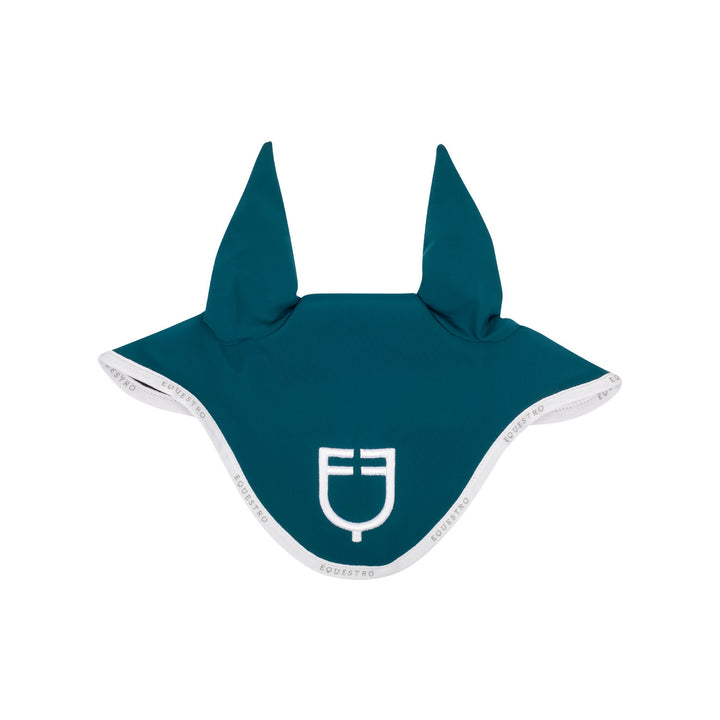 Fly veil in technical fabric with logo PETROL/WHITE