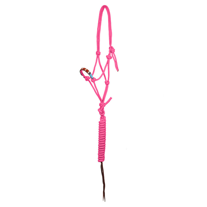Pearls knot halter with lead HOT PINK